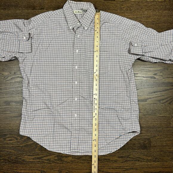 LL Bean Shirt Mens Large Cotton Brown Black Stripe Button up Long Sleeve Classic - Picture 7 of 9